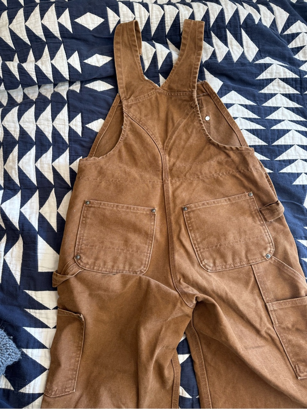 Carhartt Brown Canvas Work Overalls with Dark Brown Straps - Picture 3 of 7